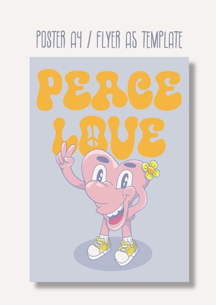 PSD cartoon style illustration poster peace love for all