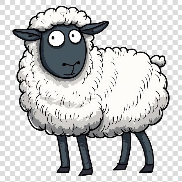 PSD cartoon style sheep isolated on transparent background png