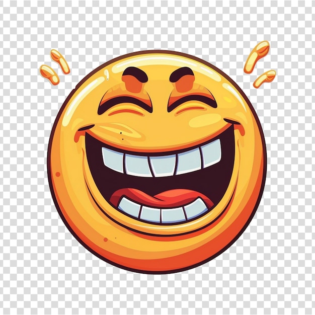 PSD cartoon style smiley face with transparent background