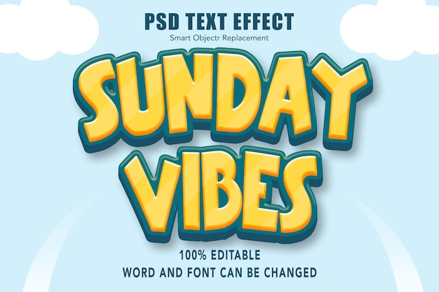 Cartoon sunday vibes editable text effect