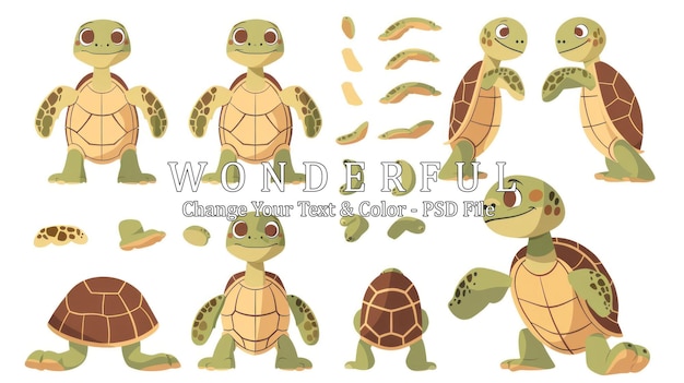 PSD cartoon turtle animation sprite sheet