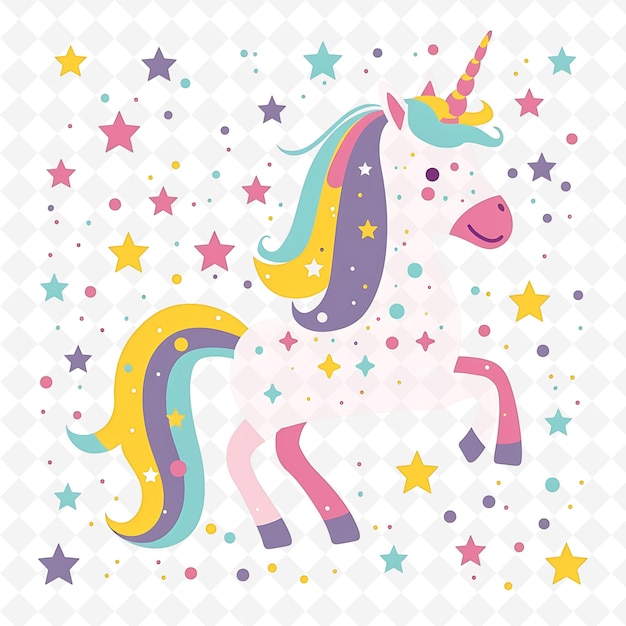 PSD a cartoon of a unicorn with the words unicorn on it