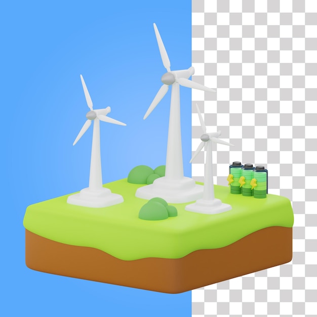 A cartoon windmill with a blue border and a green border.