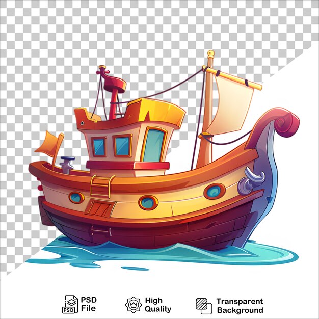 Cartoon Wooden Boat Isolated with No Background