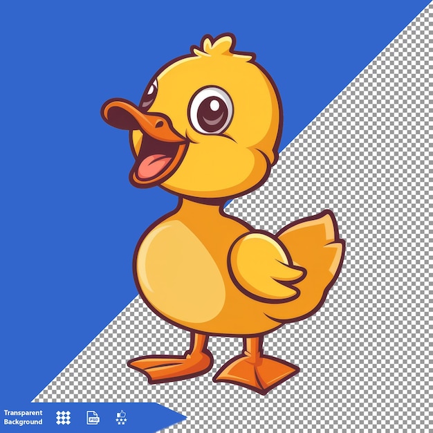 a cartoon of a yellow duck with a blue background