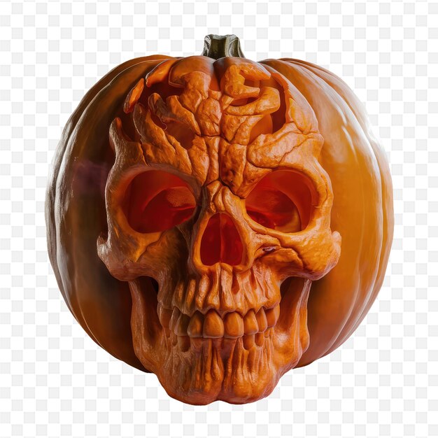 PSD a carved pumpkin with a skull on it