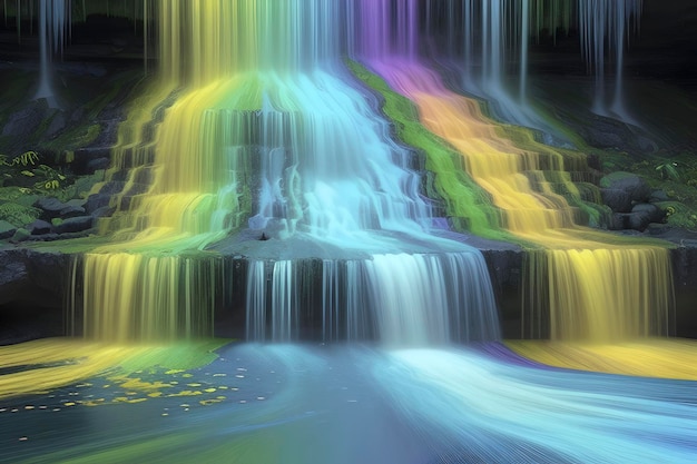 PSD a cascading waterfall composed entirely of color