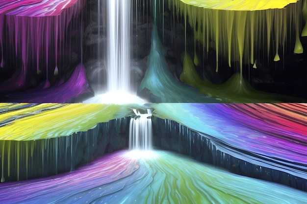 PSD a cascading waterfall composed entirely of color