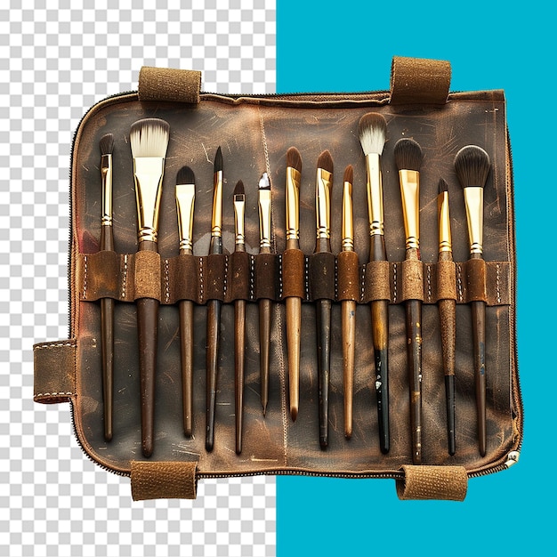 a case of brushes with a blue background and a blue background with a blue background