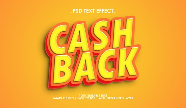 Cash back 3d text style effect editable