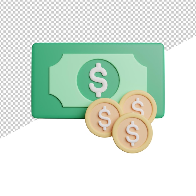 Cash Money Balanced front view 3d rendering icon illustration on trasnparent background