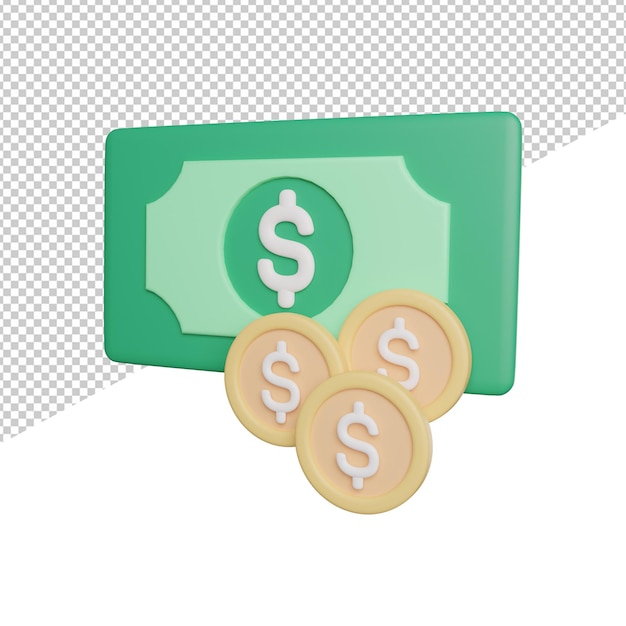 Cash Money Balanced side view 3d rendering icon illustration on trasnparent background