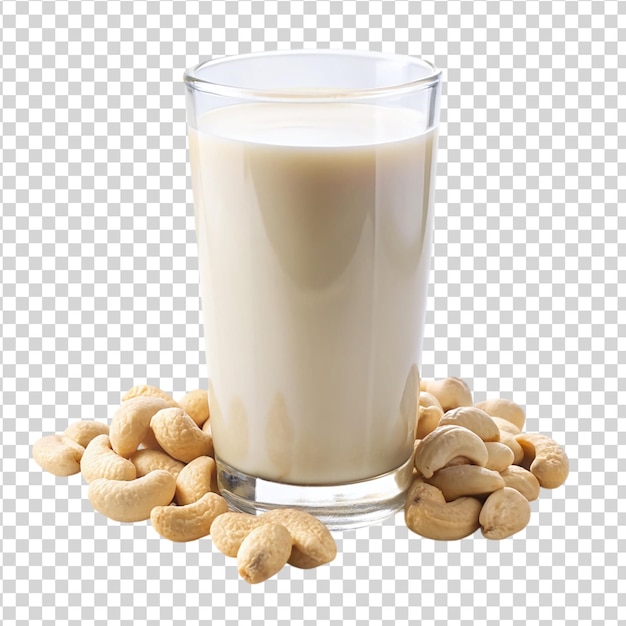 Cashew nut milk in glass Isolated on white background