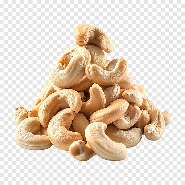 Cashew nuts heap isolated on a transparent background Generative AI