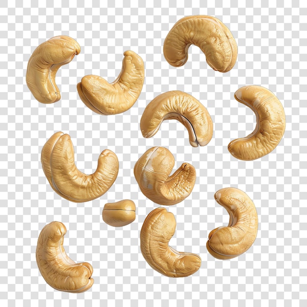 PSD cashews realistic nuts isolated on transparent background