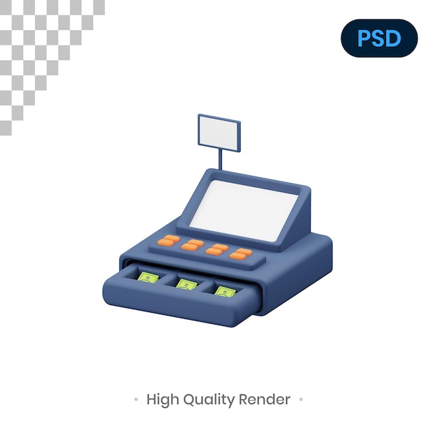 Cashier 3D Render Illustration Premium Psd