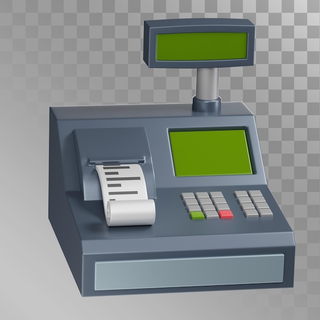 PSD cashier machine 3d illustration