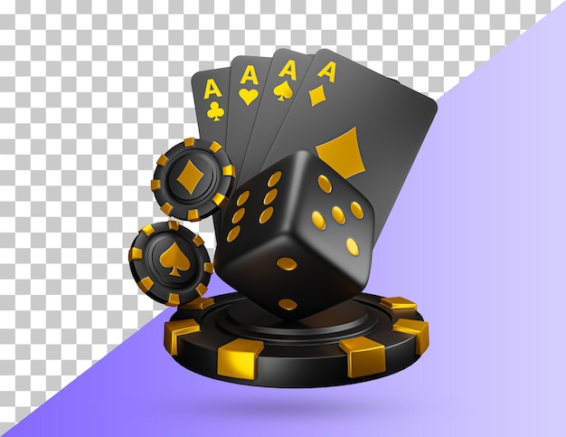 Casino cards poker blackjack baccarat 3d icon. Casino game chips, bet cards, bet items poker chips