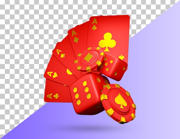 Casino cards poker blackjack baccarat 3d icon. Casino game chips, bet cards, bet items poker chips.