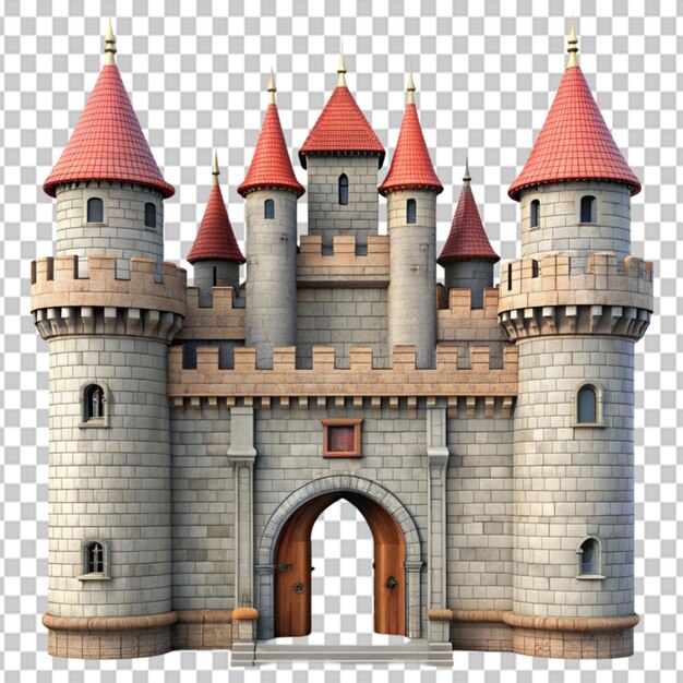 PSD castle gatehouse on transparent background