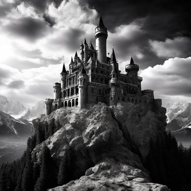 PSD castle house isolated on transparent background