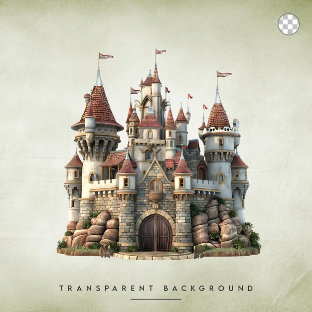 PSD castle isolated on transparent background