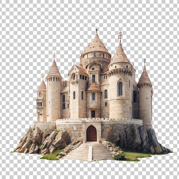 PSD a castle made of sand with a castle on it isolated on transparent background