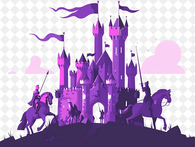 PSD a castle with a castle on the top and a purple cape on the top