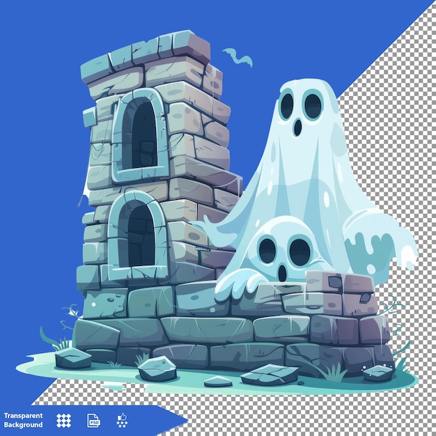 PSD a castle with a ghost on it and a ghost on the front