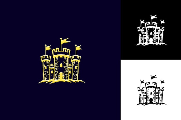 PSD a castle with a yellow and blue background and the words castle on the right