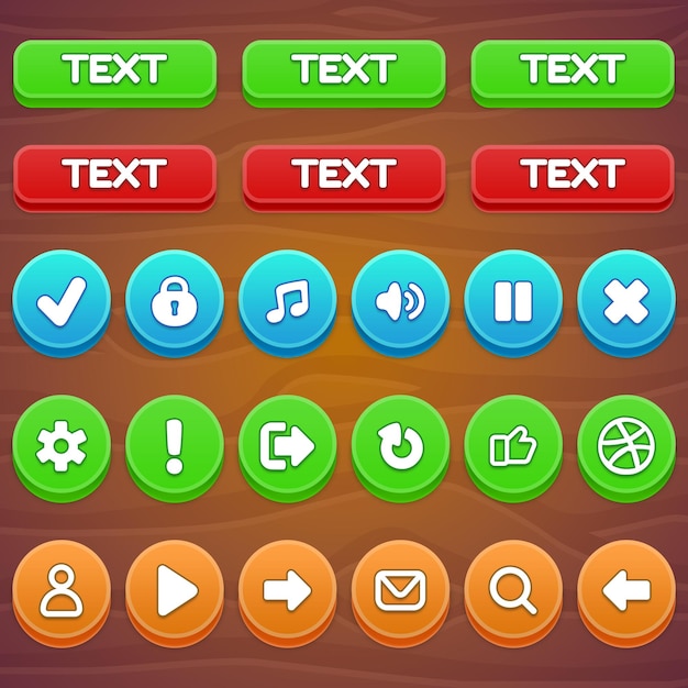 PSD casual game ui design button kit psd