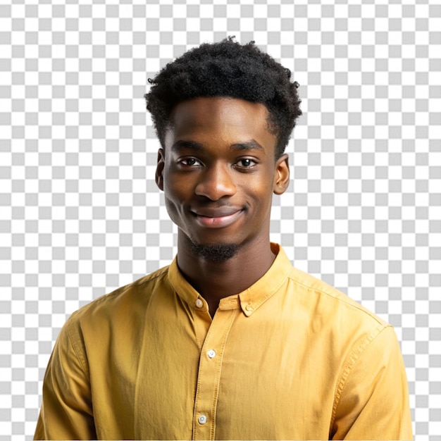 Casual young African American man smiling isolated on white