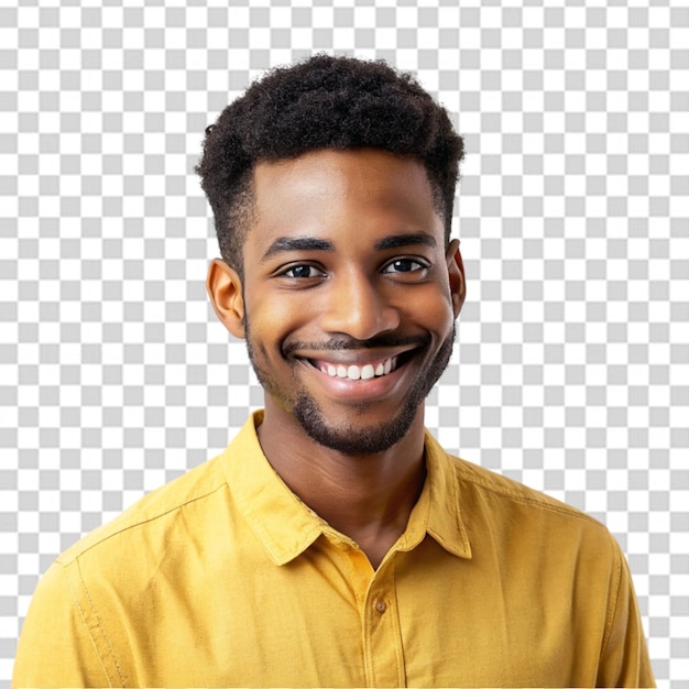 Casual young African American man smiling isolated on white