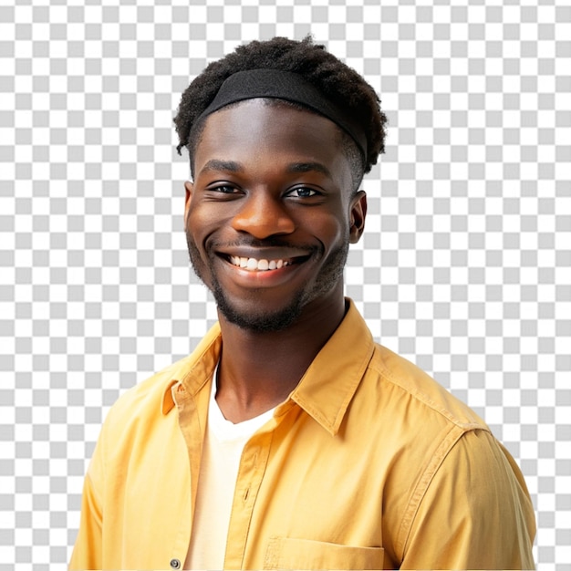 Casual young African American man smiling isolated on white