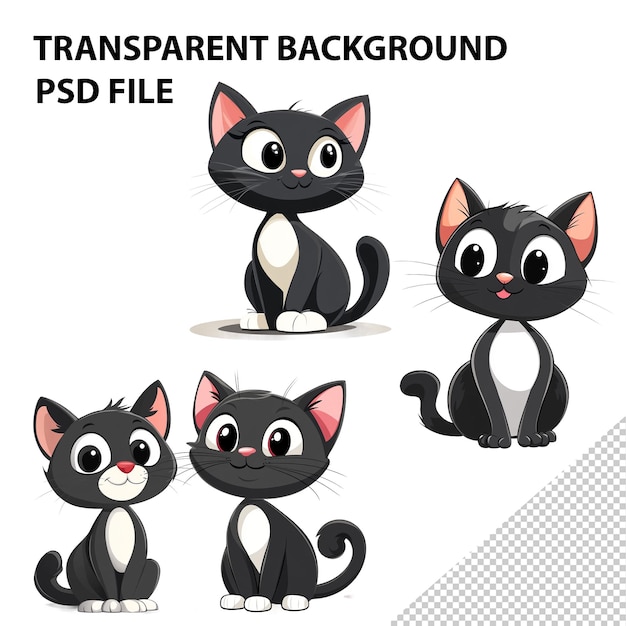 PSD cat cartoon vector illustration clipart white background