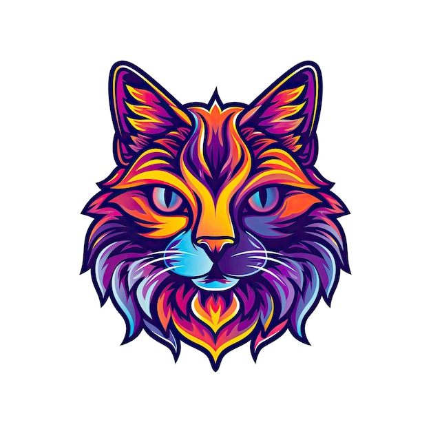 Cat closeup colorful design face