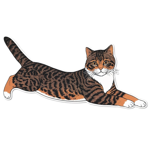 PSD cat cute sticker isolated on transparent background