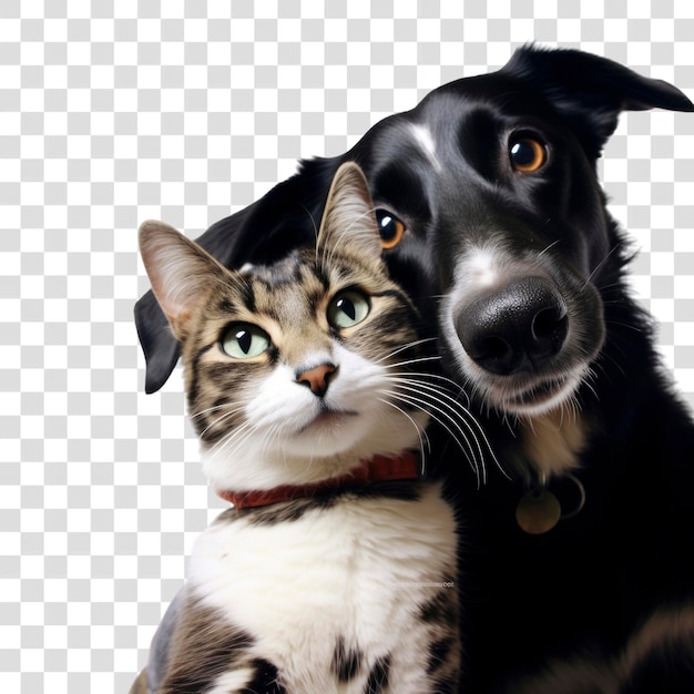 Cat and dog friends posing