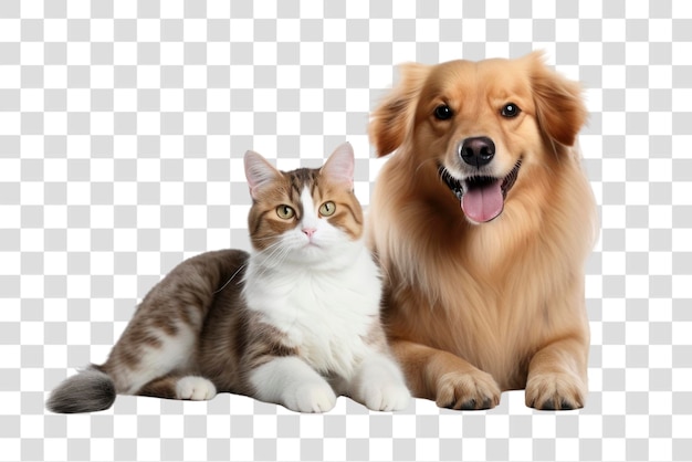 Cat and dog together happily