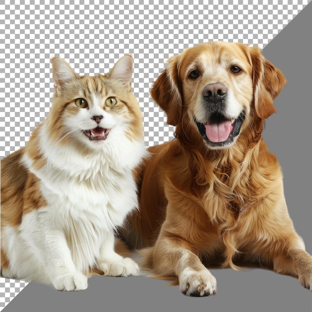 cat and dog together no background