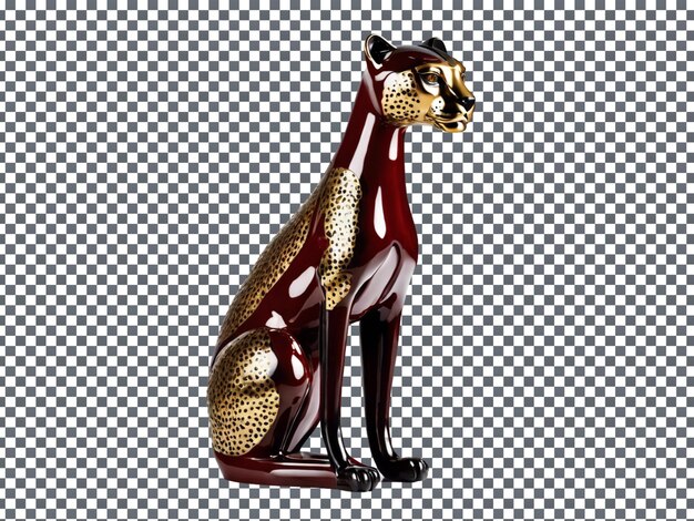 a cat figure with a gold tail and a red tail