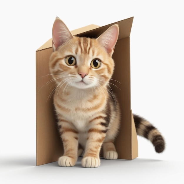 a cat is in a brown paper bag with a pink nose