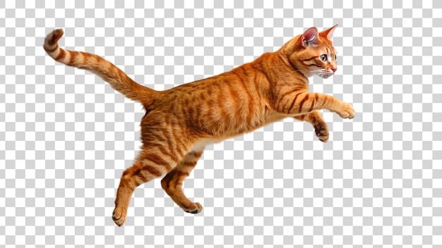 PSD cat jump isolated on transparent background