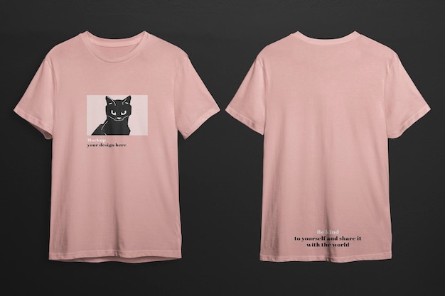 PSD cat print tshirt mockup mens fashion in pink psd