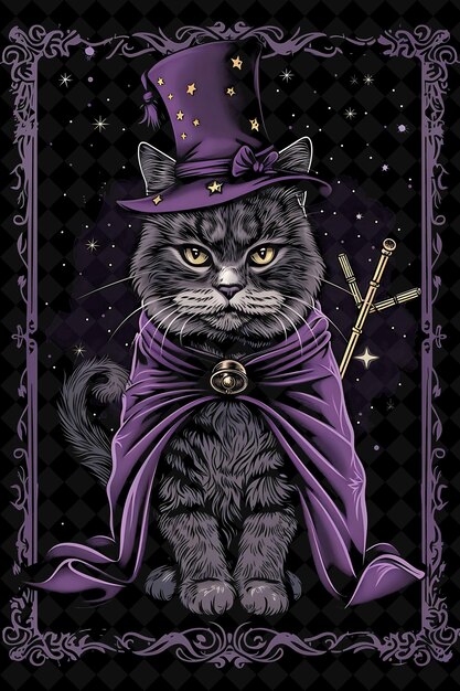 PSD a cat in a purple cape with a purple cloak on it