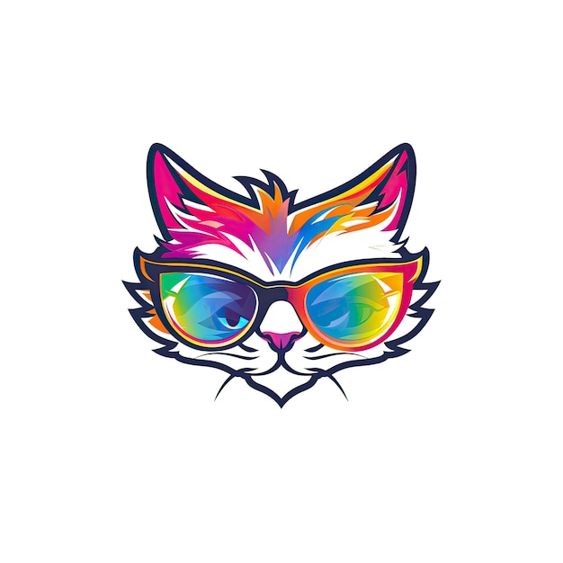 Cat in shades on white