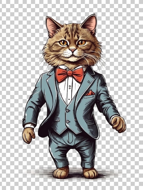 PSD a cat in a tuxedo poses for a photo isolated on transparent background