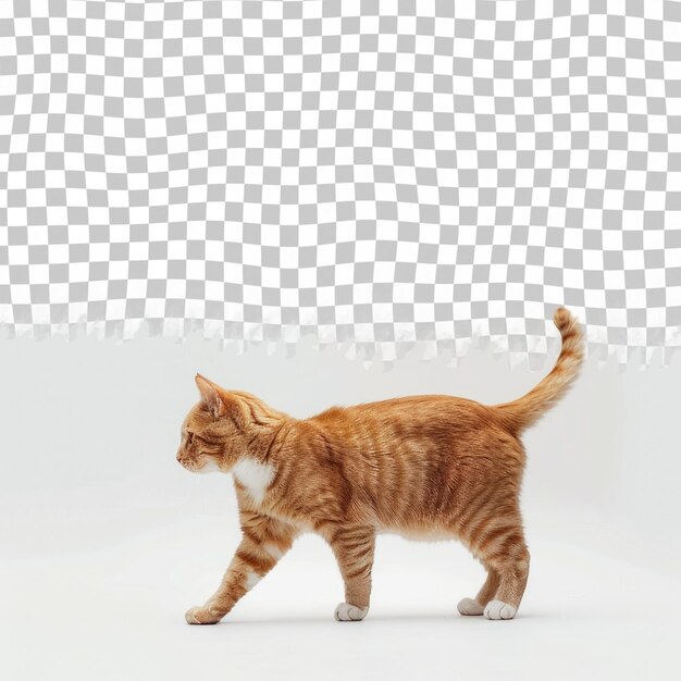 PSD a cat walks across a white background with a checkered pattern