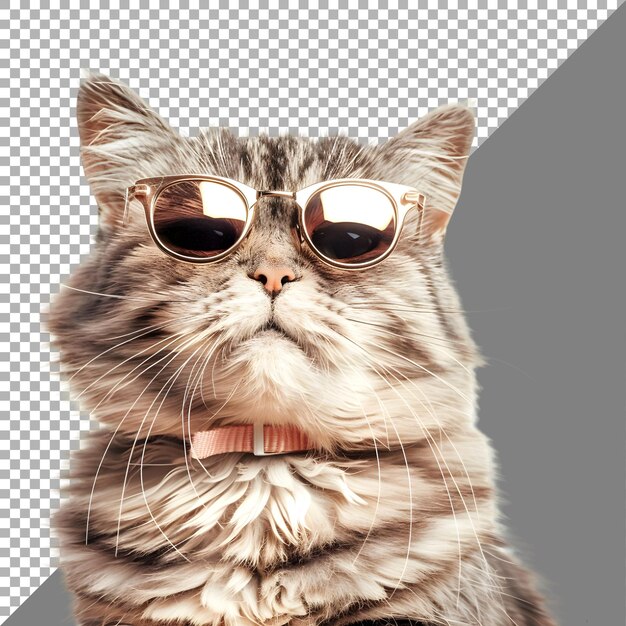 Cat Wearing Fashion Glasses on Transparent Background Ai Generated