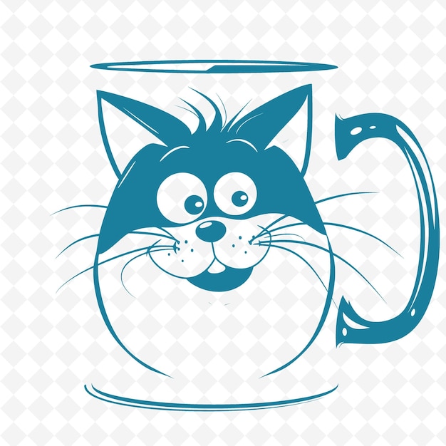 PSD a cat with a blue face is drawn on a cup